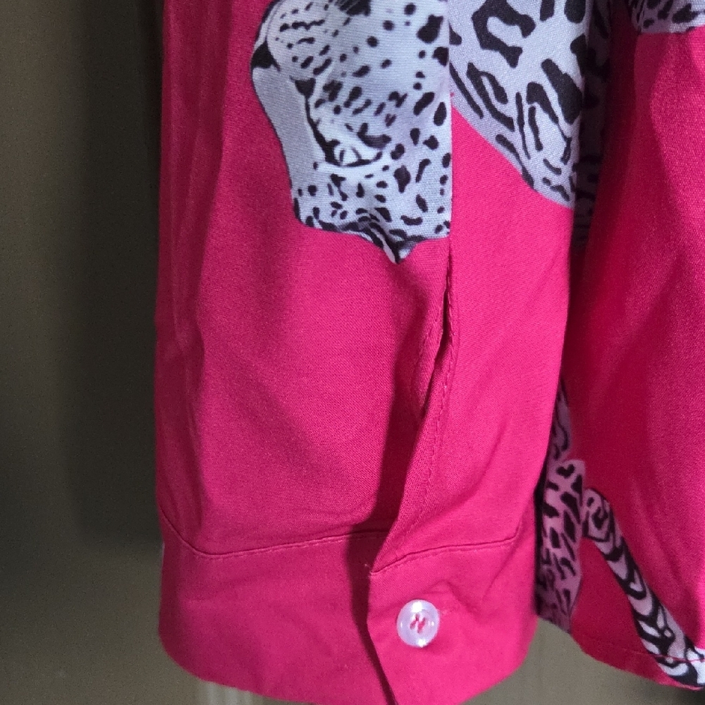 Pink Leopard Print Button-Up Shirt - Picture 3 of 3